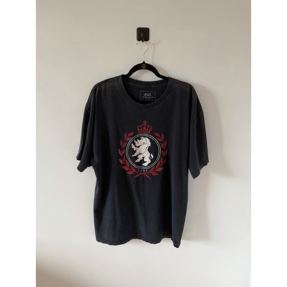 Ecko Unltd Y2K Rhino with Crest Graphic T Shirt XL Black Boxy